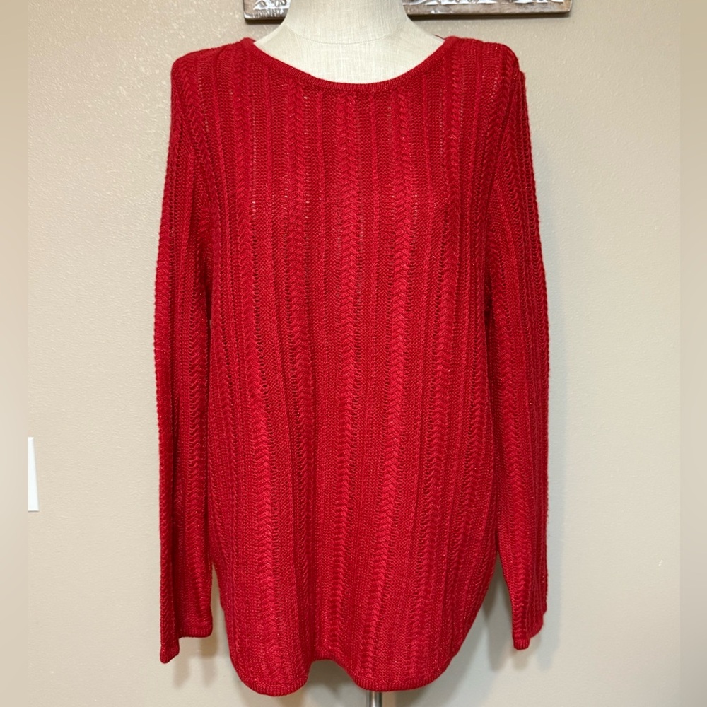 NWT Croft & Barrow Vibrant Red Crew Neck Sweater
